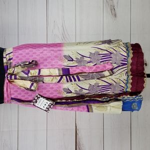 Darn Good Yarn Sari Silk Wrap Skirt Tea XL/Plus